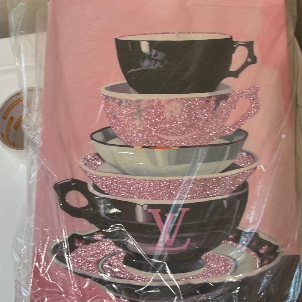 Pink and Black Teacup Canvas Art frame - Picture 3 of 3